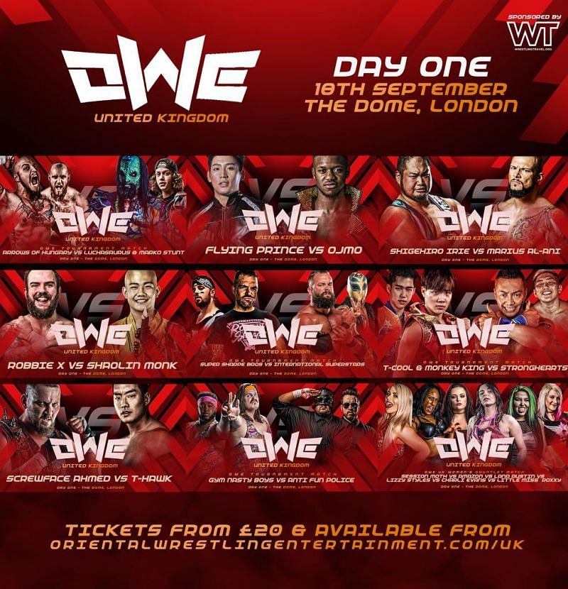 OWE UK's Day One card at The Dome in London on September 18th